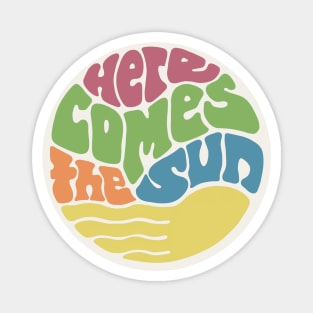 Here Comes the Sun Groovy Word Art Magnet